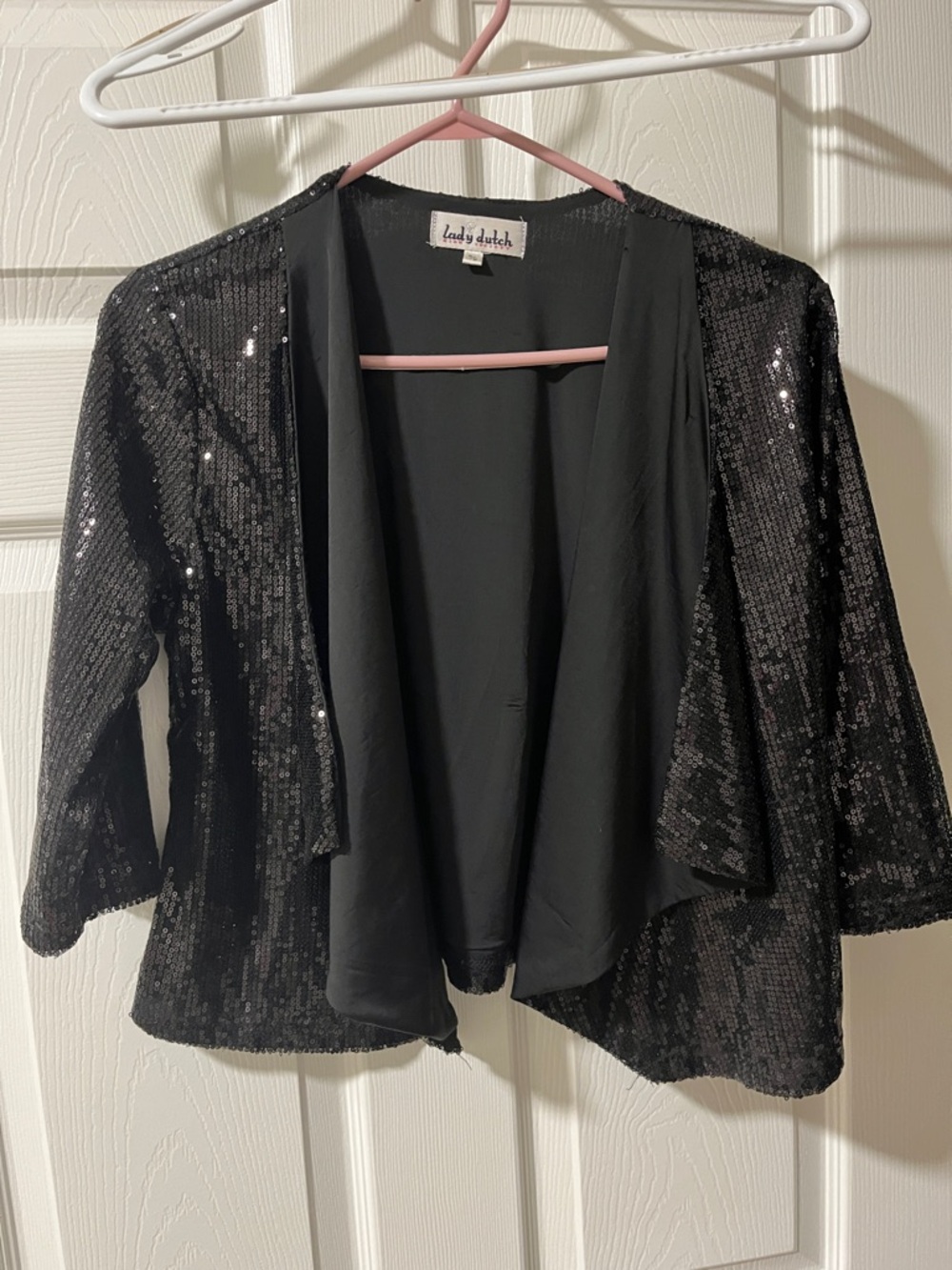 Lady Dutch Black Sequin Open-Front Jacket